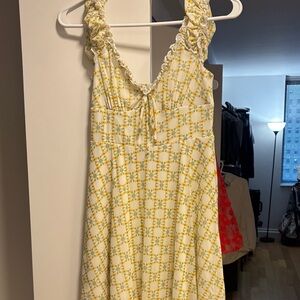 Urban Outfitters Yellow and Cream Mini Dress